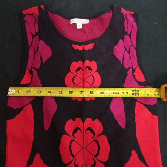 NY&CO Eva Mendes Collection-Martine Floral Sweater Dress Size M Medium Black Red - Picture 4 of 7